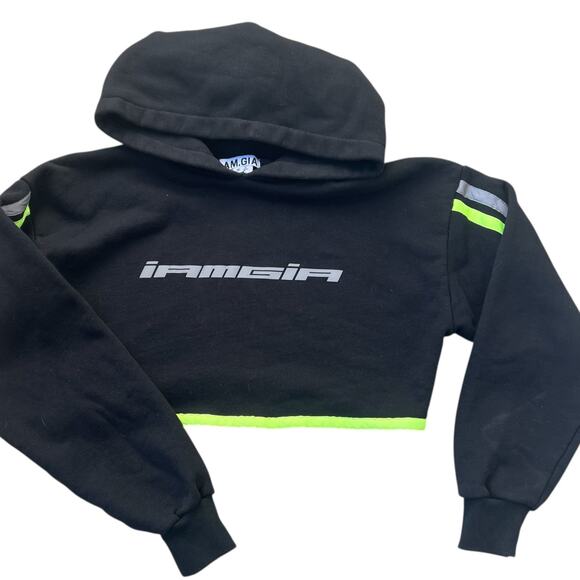 I.AM.GIA Mercury Striped Reflective Cropped Hoodie Sweatshirt Sz S - Picture 2 of 6